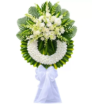 Vòng hoa viếng trắng xanh