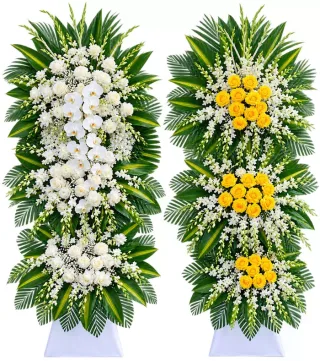 Kệ hoa viếng trắng vàng
