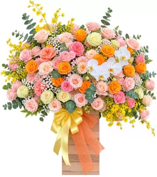 Giỏ hồng cam hồng phấn