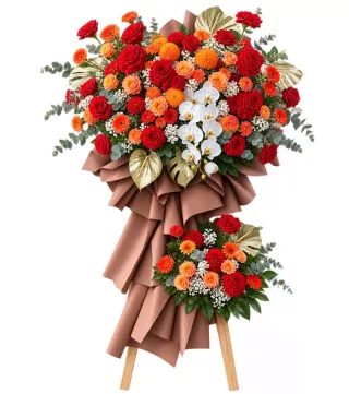 Kệ hoa đỏ cam lan trắng