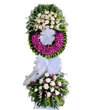 Kệ hoa viếng trắng hồng