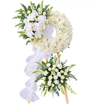 Kệ hoa viếng lan trắng