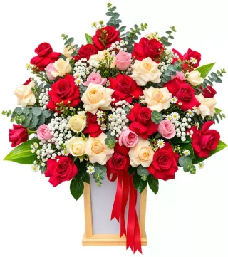 Hộp hồng đỏ kem