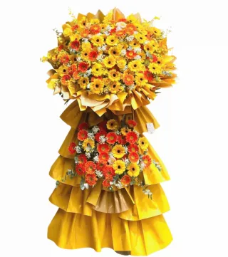 Kệ khai trương vàng phối cam
