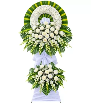 Kệ hoa viếng trắng xanh
