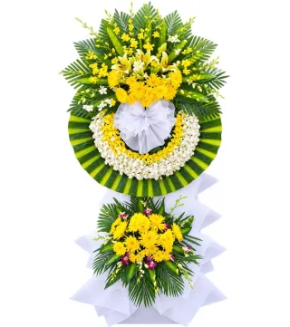 Kệ hoa viếng vàng trắng