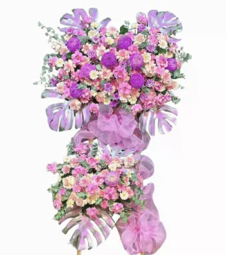 Kệ khai trương hồng phối tím