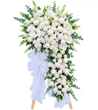 Kệ hoa viếng cúc trắng