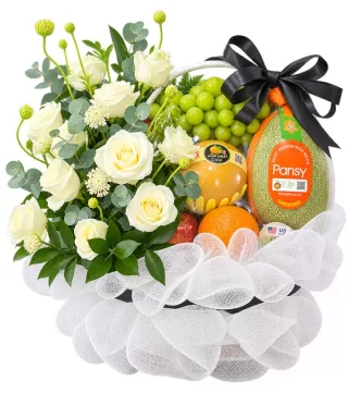 Giỏ trái cây hoa trắng