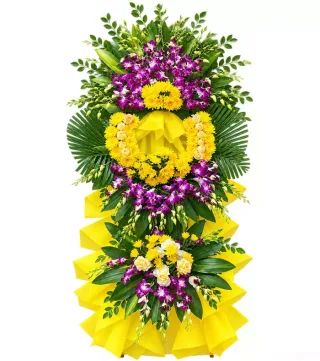 Kệ hoa viếng tím vàng