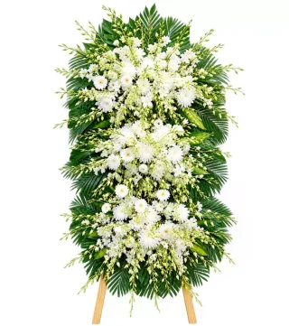 Kệ hoa viếng trắng xanh