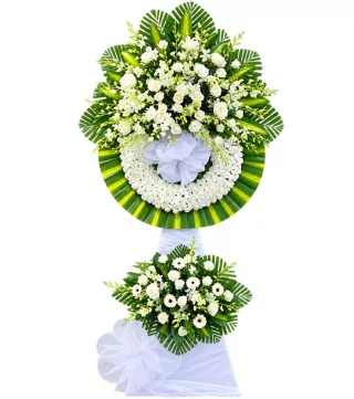 Kệ hoa viếng trắng xanh