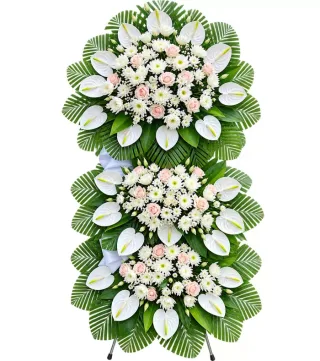 Kệ hoa viếng hồng phấn trắng