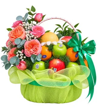 Giỏ trái cây hoa hồng cam