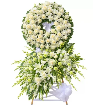 Kệ hoa viếng trắng xanh