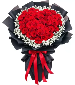Bó hồng trái tim giấy đen