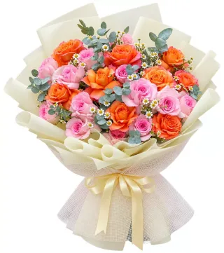 Bó hồng phối nhiều màu