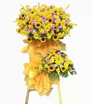 Kệ khai trương vàng phối hồng
