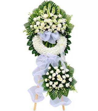 Kệ hoa viếng trắng xanh