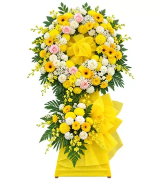 Kệ vòng hoa viếng vàng hồng