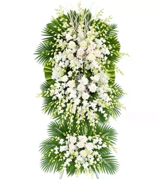 Kệ hoa viếng trắng xanh