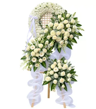 Kệ hoa viếng hồng trắng