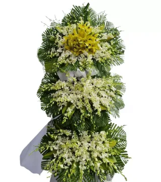 Kệ hoa viếng vàng trắng