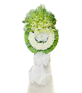 Vòng hoa viếng trắng xanh