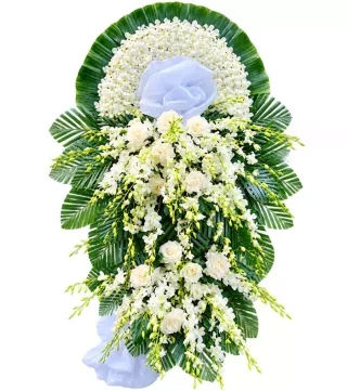 Kệ hoa viếng trắng xanh