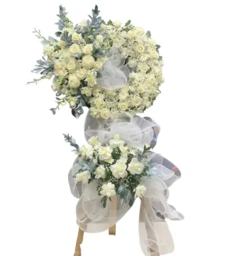 Kệ hoa viếng trắng kem