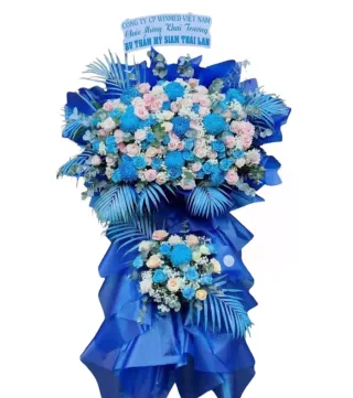 Kệ khai trương trắng phối hồng phấn