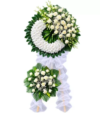 Kệ hoa viếng trắng xanh