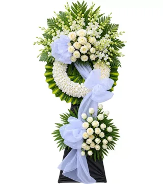 Kệ hoa viếng hồng trắng