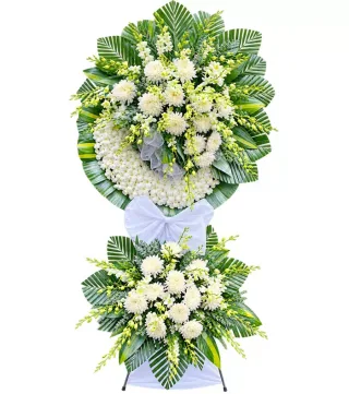 Kệ hoa viếng trắng lá bạc