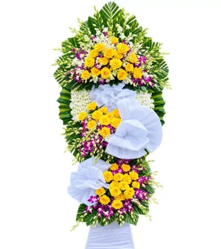 Kệ hoa viếng vàng tím
