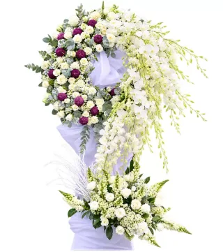 Kệ hoa viếng trắng tím
