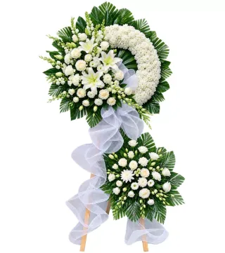 Kệ hoa viếng hồng trắng