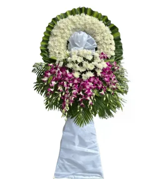 Kệ hoa viếng trắng tím