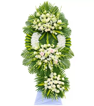 Kệ hoa viếng trắng xanh