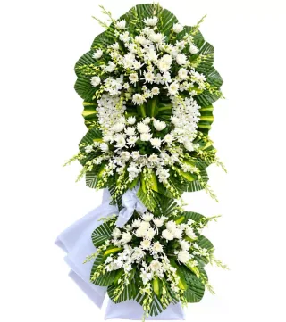 Kệ hoa viếng trắng xanh