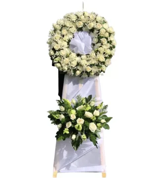 Kệ hoa viếng trắng kem