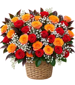 Giỏ hồng đỏ cam
