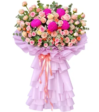Kệ hồng cam phối cúc hồng