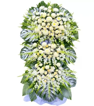 Kệ hoa viếng trắng lá bạc