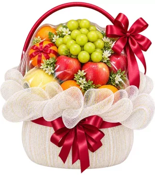 Giỏ trái cây nơ đỏ