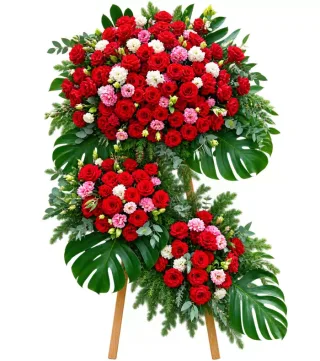 Kệ hồng đỏ phấn ba cụm