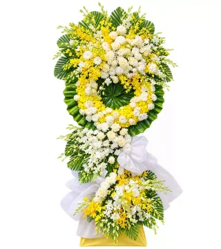 Kệ hoa viếng vàng trắng