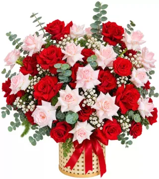 Giỏ hồng đỏ phấn