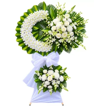 Kệ hoa viếng trắng xanh
