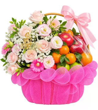 Giỏ trái cây hồng phấn